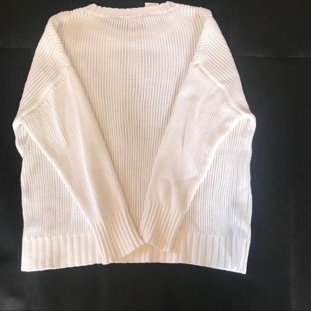 Loft Soft Knit Elliptical Hem White Sweater M - Picture 9 of 10